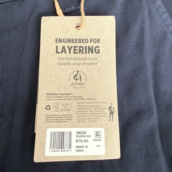 Luke Bryan x Jockey Outdoors Cargo Pants 34x30 Navy Regular Fit NWT - Picture 7 of 7